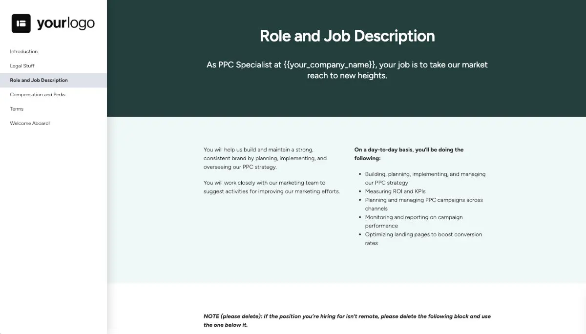 PPC Specialist Job Offer Template Slide 4