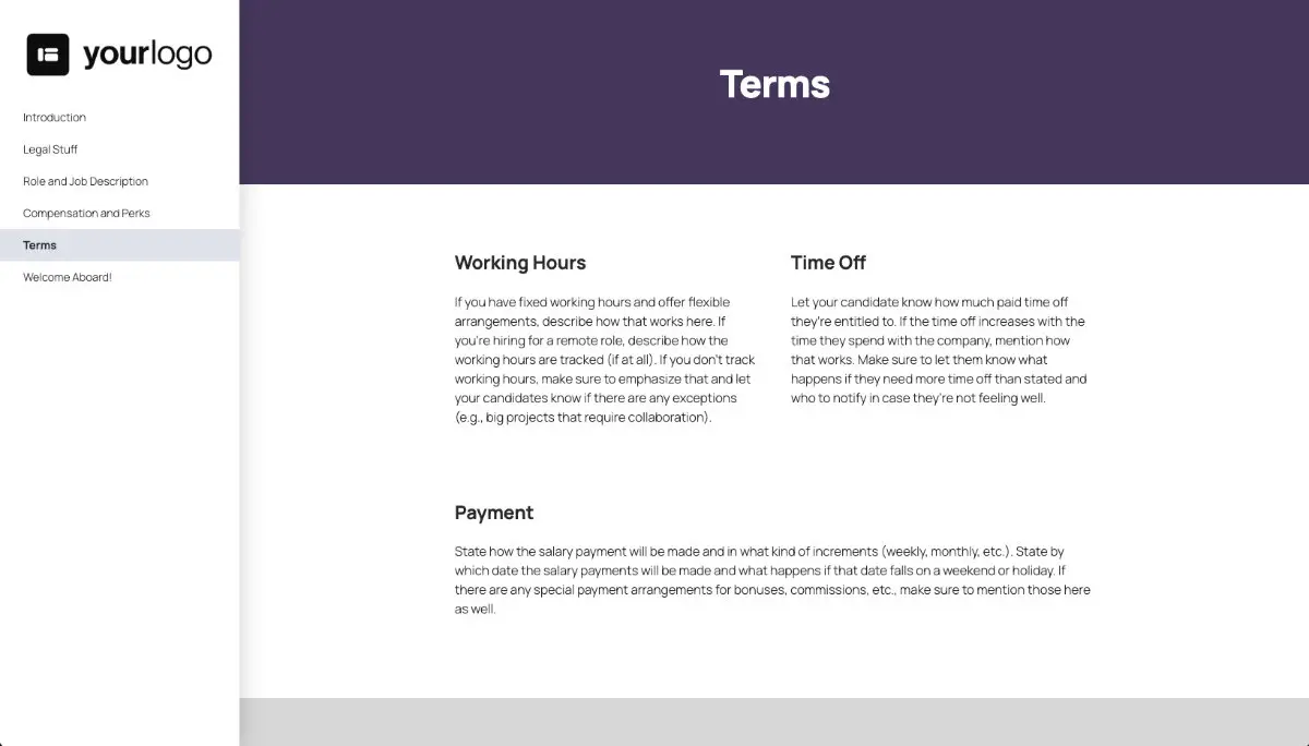 Content Marketing Manager Job Offer Template - Company Policies