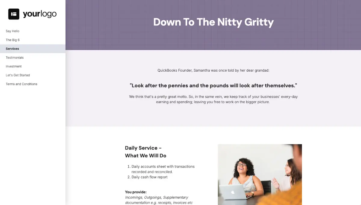 Bookkeeping Proposal Template - Pre-written services section