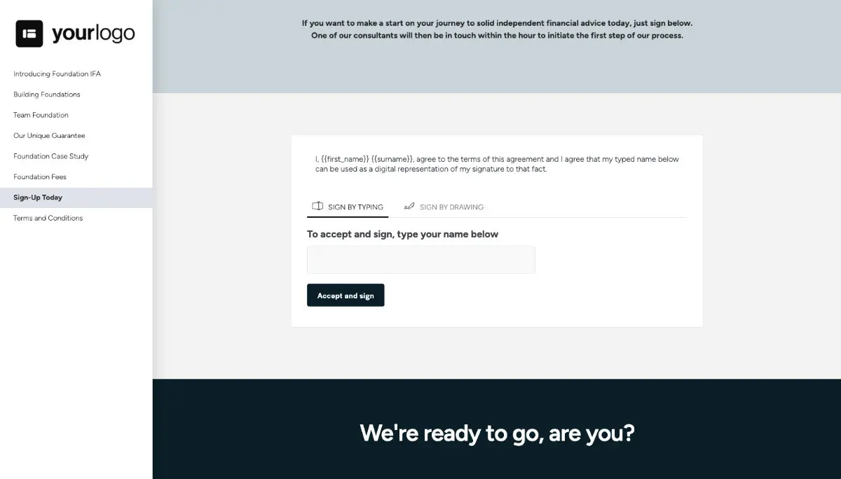 Financial Planning Proposal Template - Next steps with digital signing