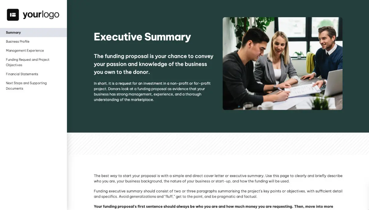 Funding Proposal Template - Summary