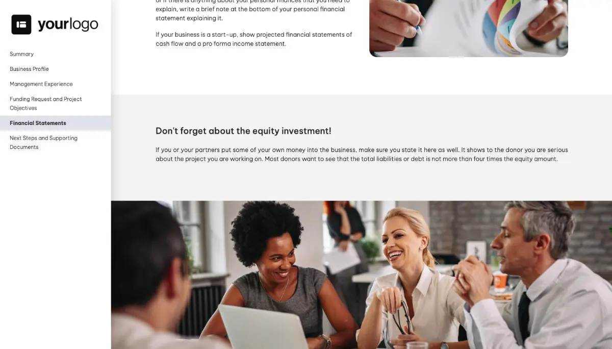 Funding Proposal Template - Financial statements