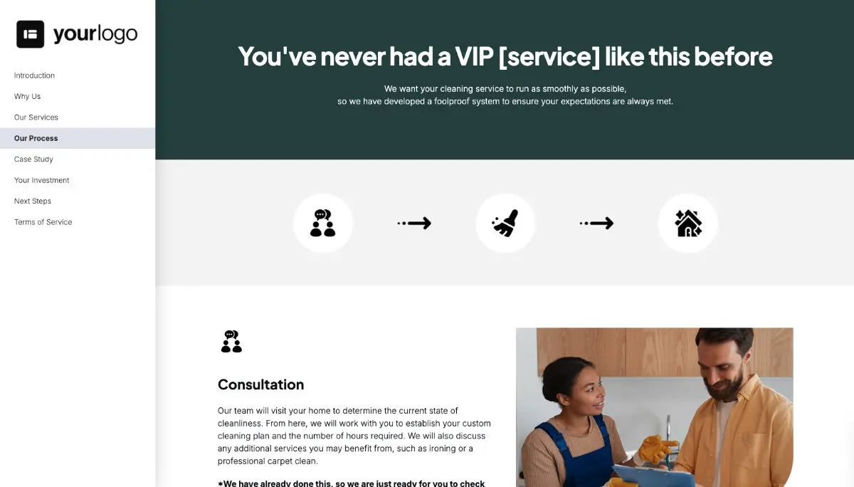 Cleaning Service Proposal Template - Process and timescales