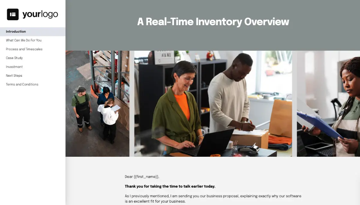 Inventory Proposal Template - Pre-written introduction section