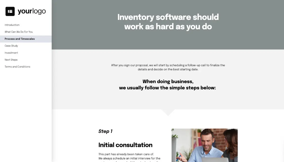 Inventory Proposal Template - Processes and timelines