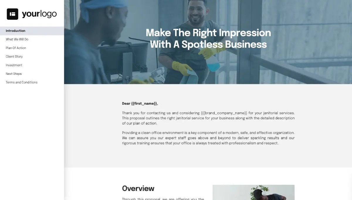 Janitorial Proposal Template - Pre-written introduction section