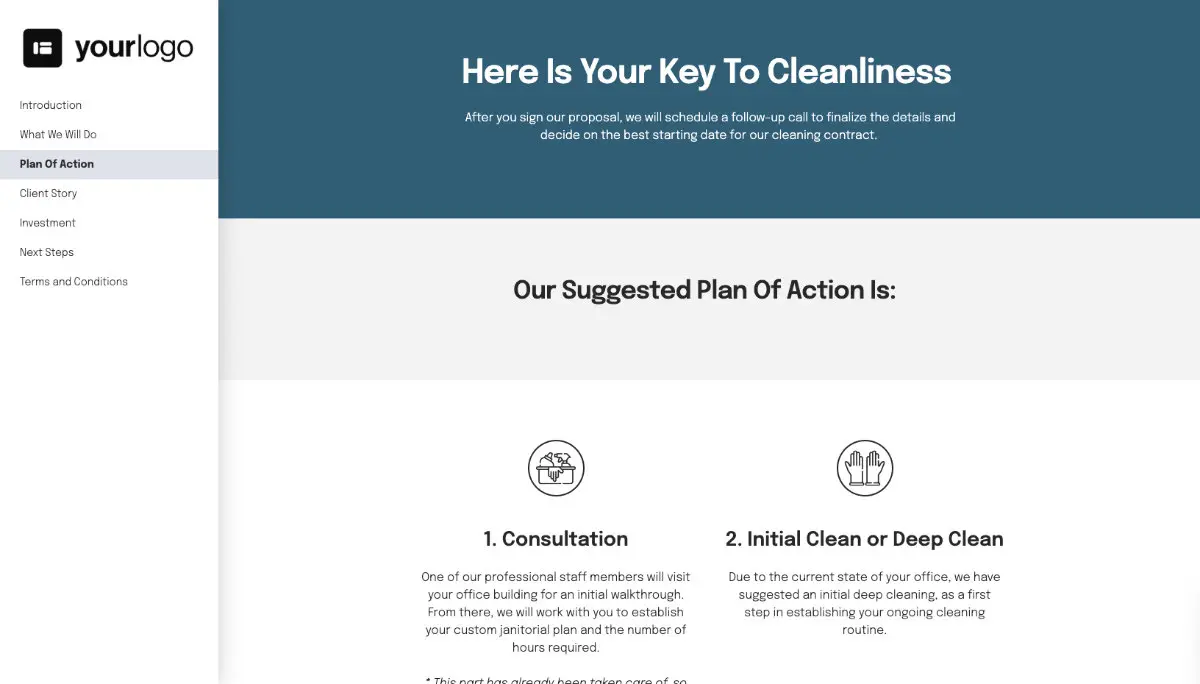 Janitorial Proposal Template - Processes and timelines