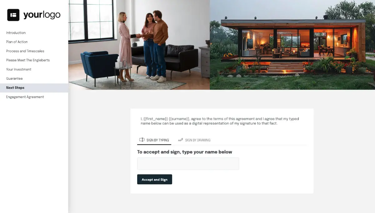 Real Estate Proposal Template - Next steps with digital signing