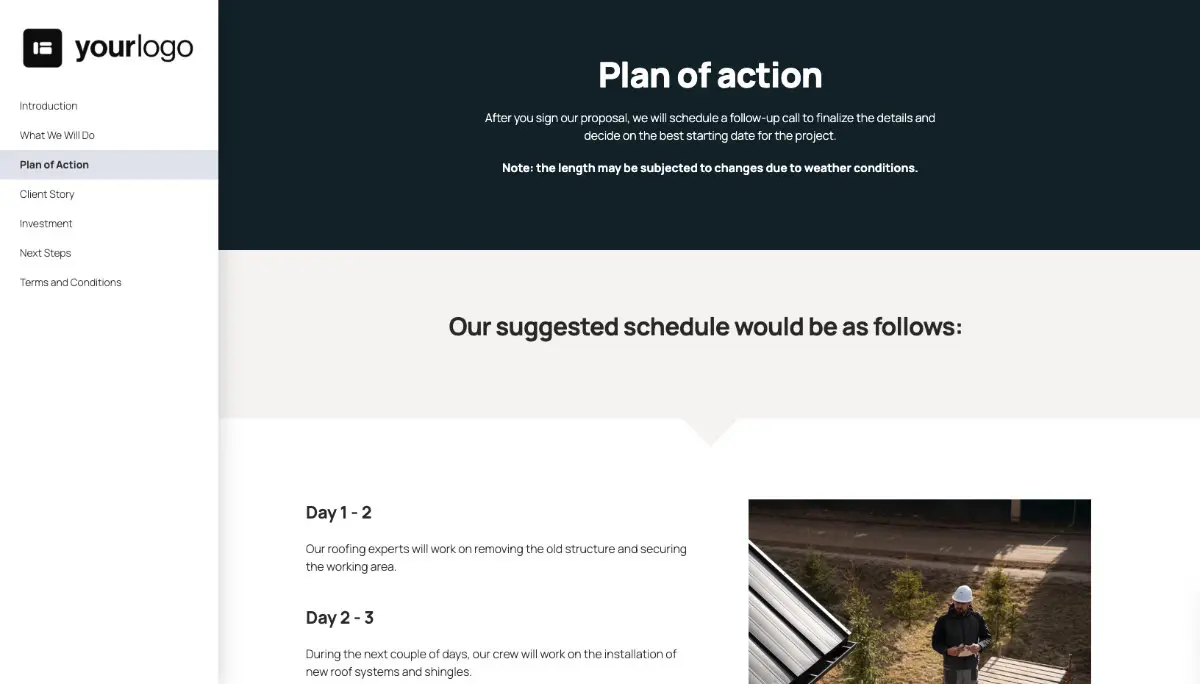 Roofing Proposal Template - Processes and timelines