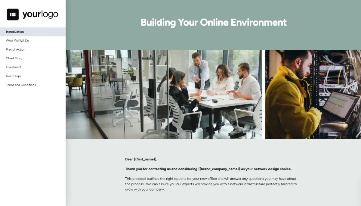 Network Design Proposal Template - Pre-written introduction section