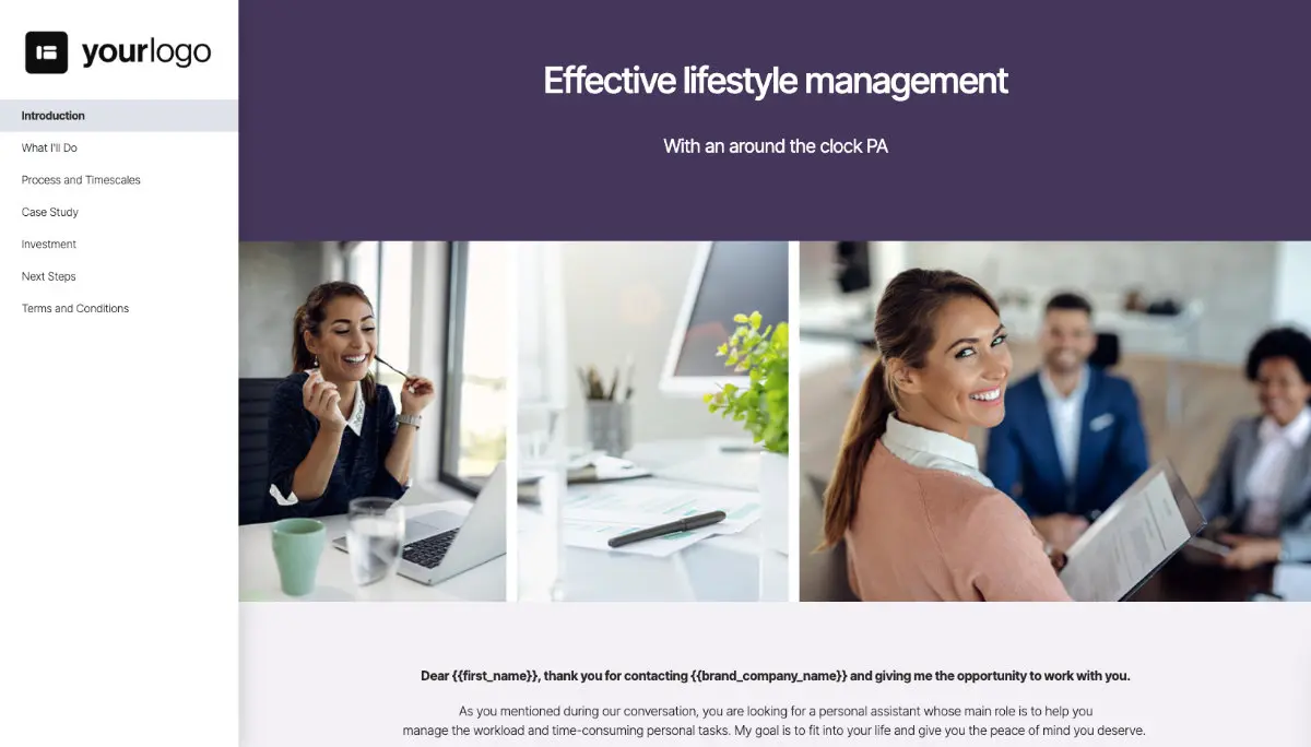 Personal Assistant Proposal Template Slide 2