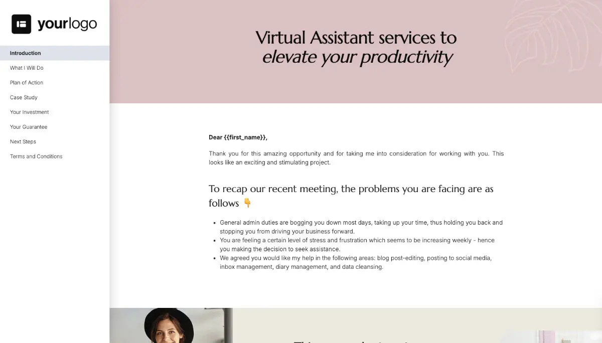 Virtual Assistant Proposal Template Slide 2