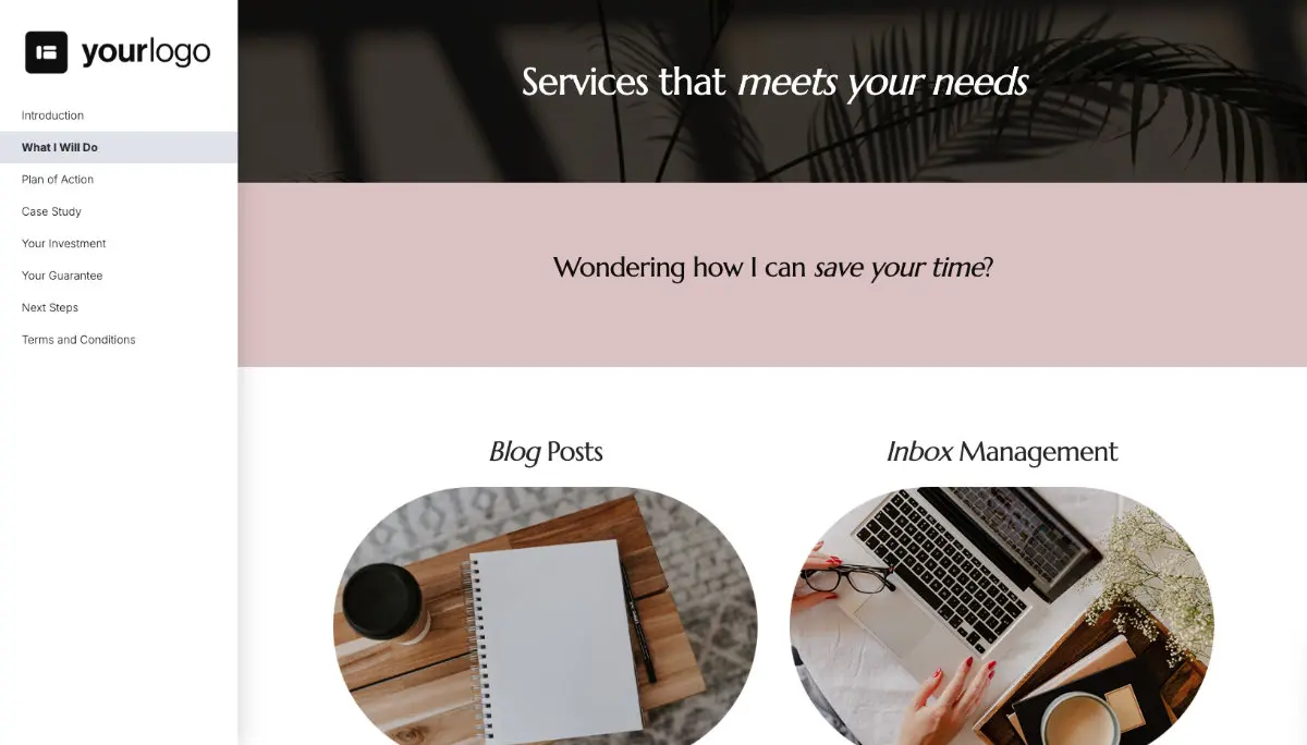 Virtual Assistant Proposal Template - Pre-written services section