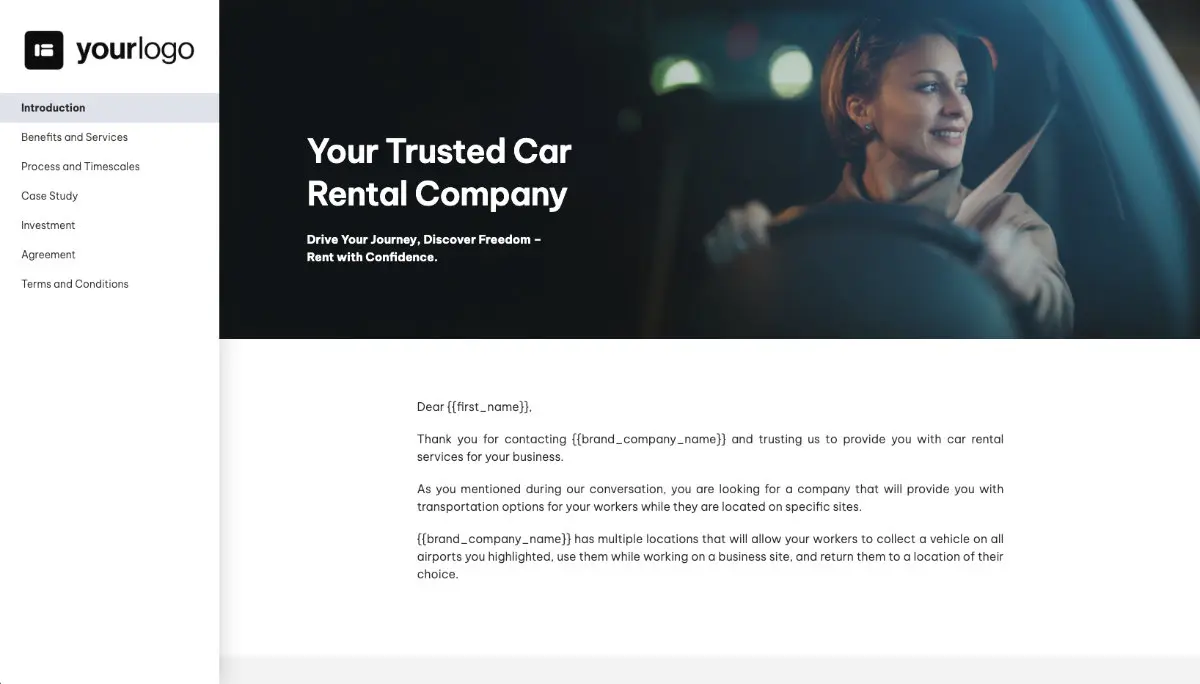 Car Rental Proposal Template Slide 2