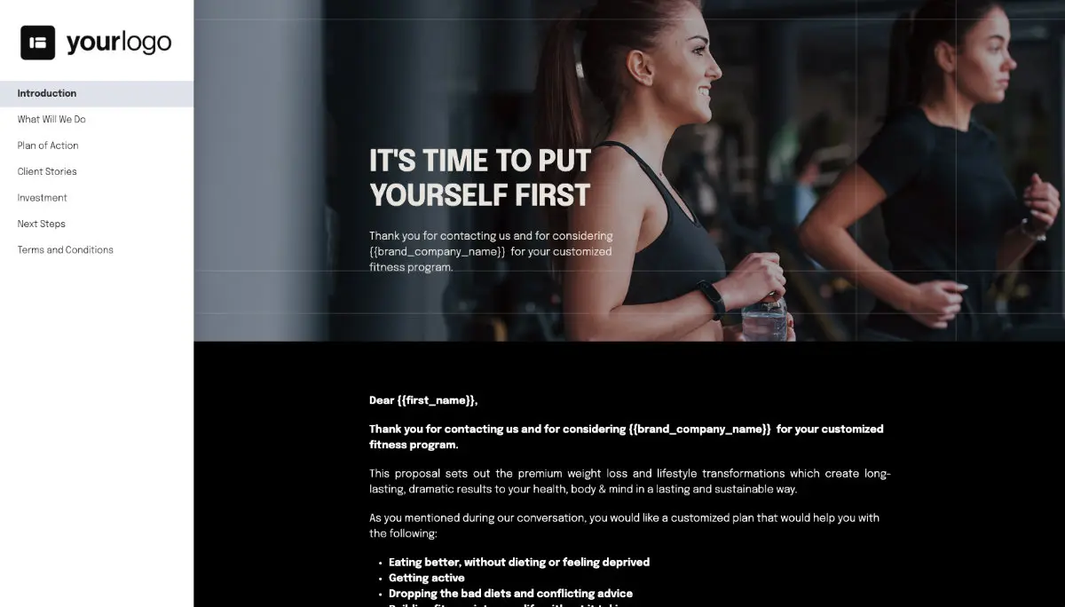 Fitness Proposal Template - Pre-written introduction section