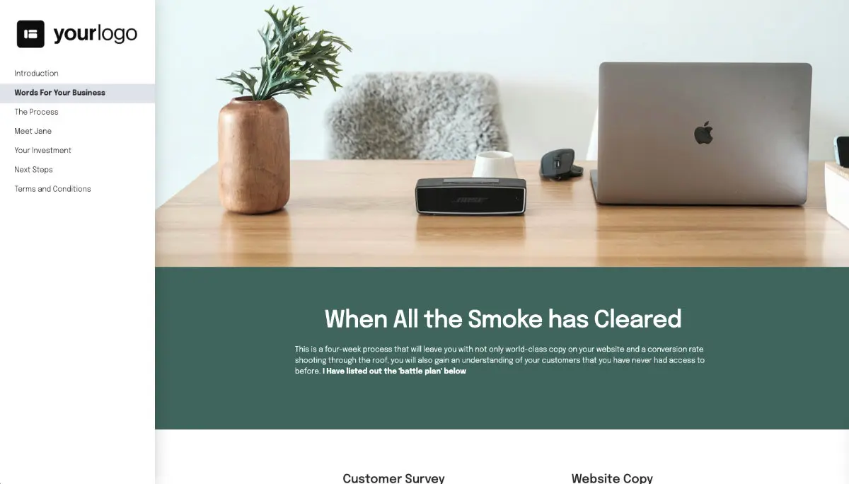 Copywriting Proposal Template - Pre-written services section