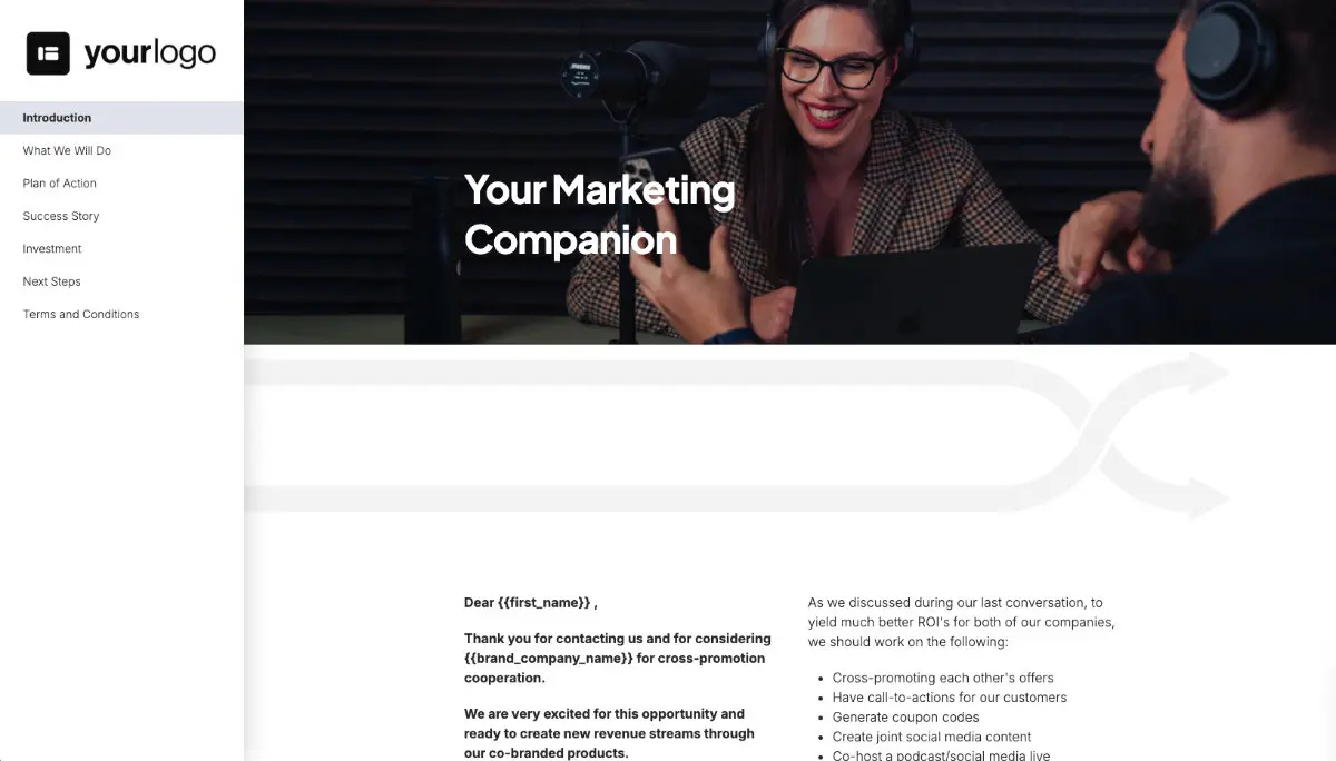 Cross Promotion Proposal Template - Pre-written introduction section