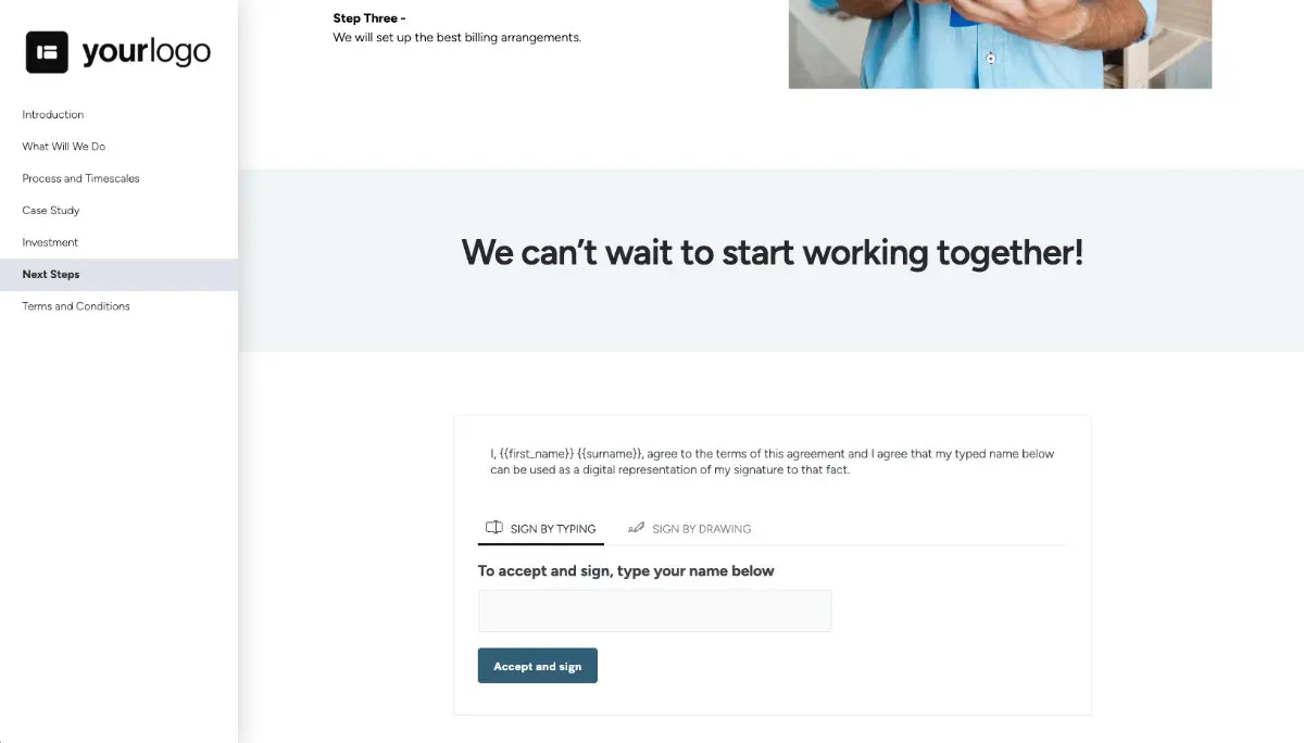 Freelance Writing Proposal Template - Next steps with digital signing