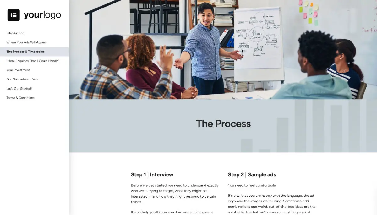 Google Adwords Proposal Template - Process and timescales