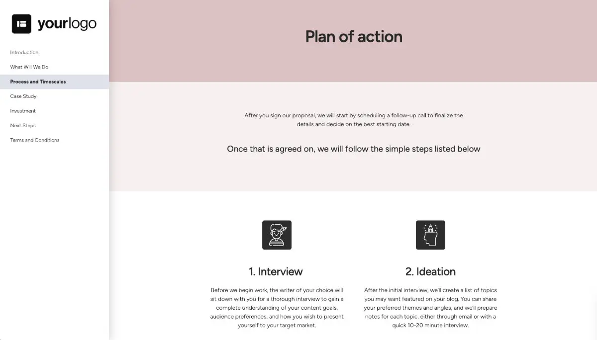 Ghostwriting Proposal Template - Processes and timelines