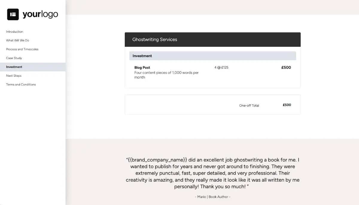 Ghostwriting Proposal Template Slide 6