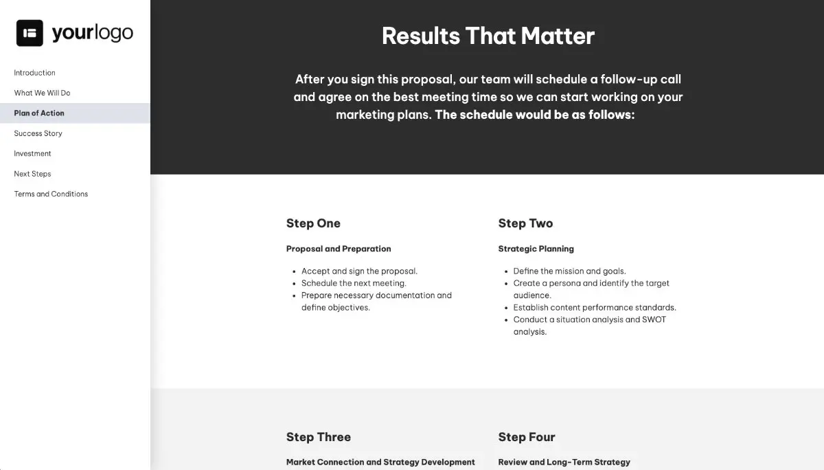 Marketing Plan Proposal Template - Processes and timelines