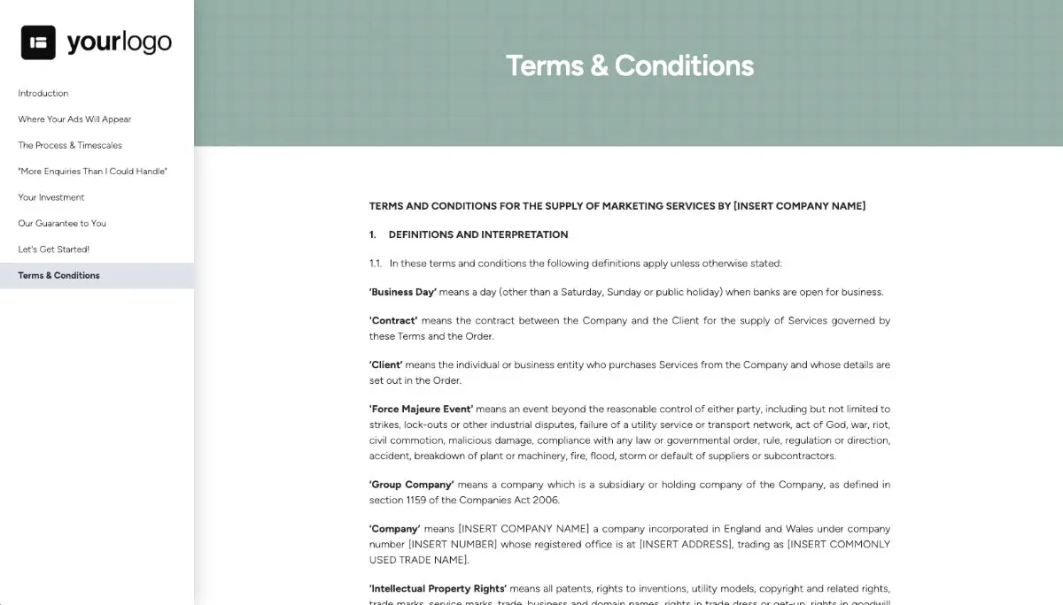 Marketing Services Proposal Template - Pre-written contract