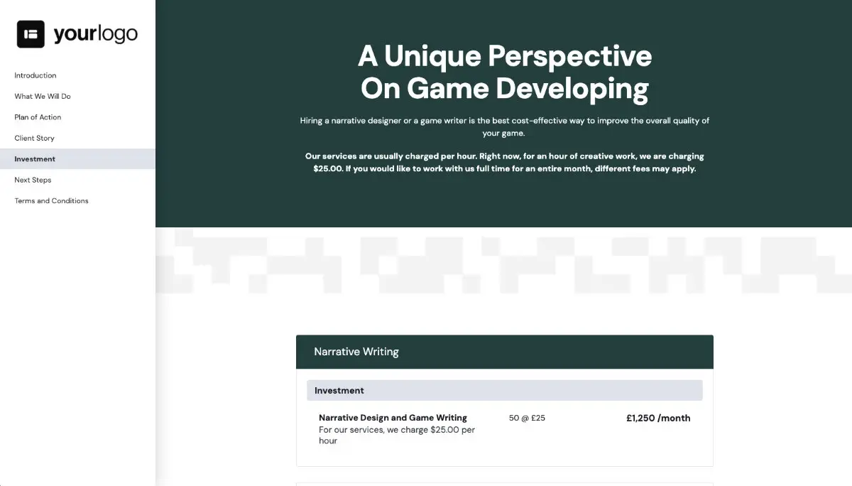 Narrative Proposal Template - Pricing