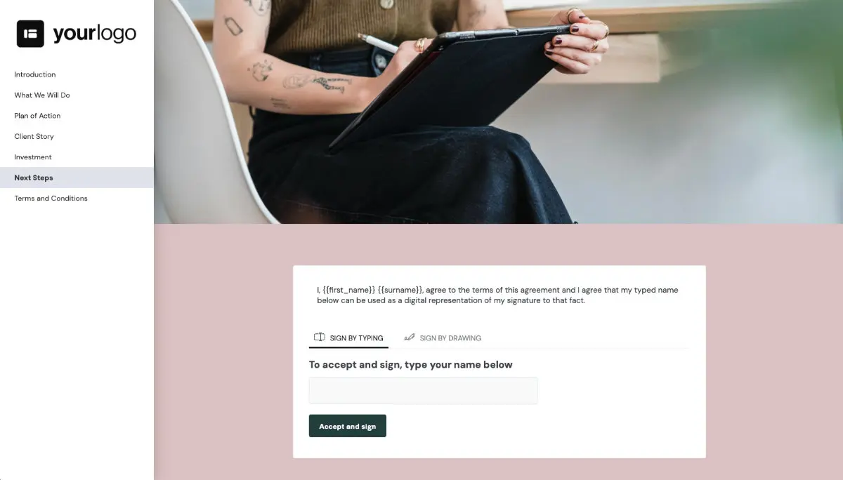 Narrative Proposal Template - Next steps with digital signing