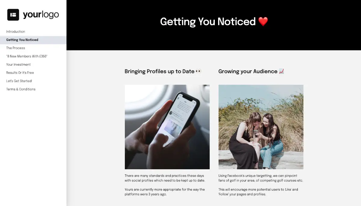 Social Media Marketing Proposal Template - Pre-written services section