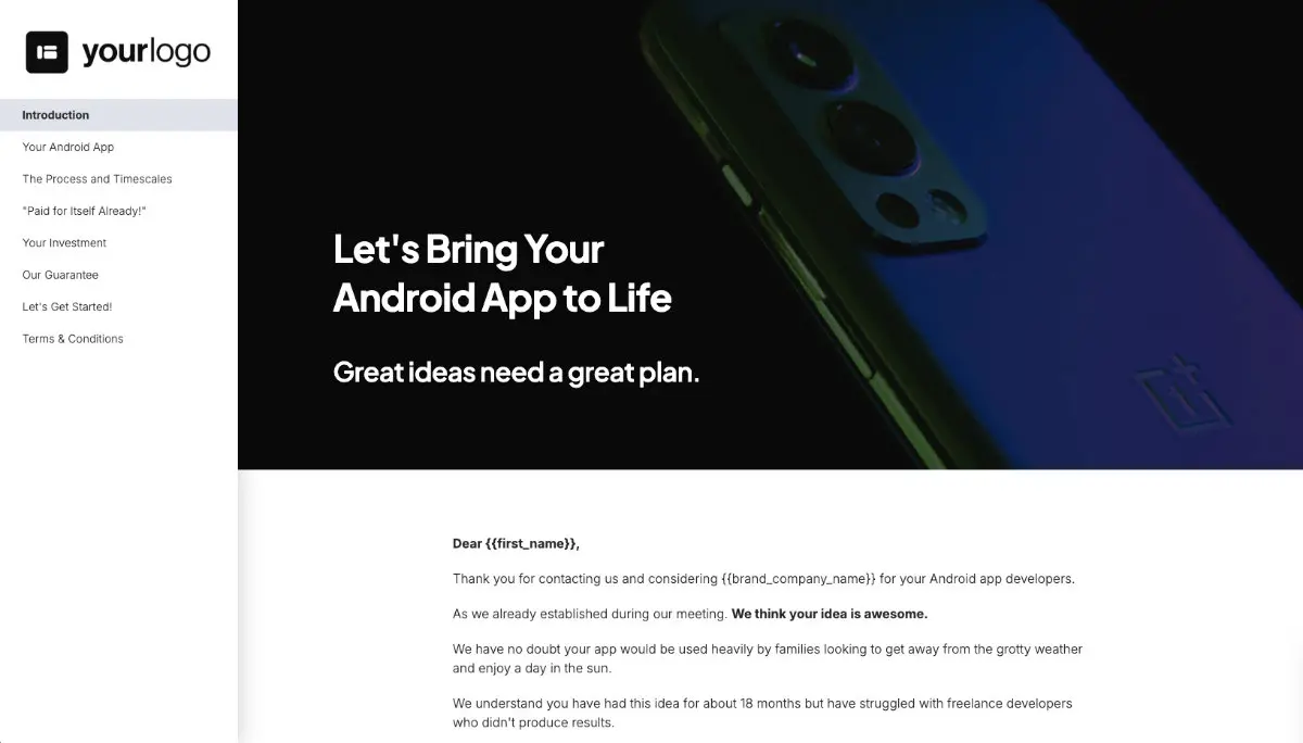 Android Mobile App Development Proposal Template Slide 2