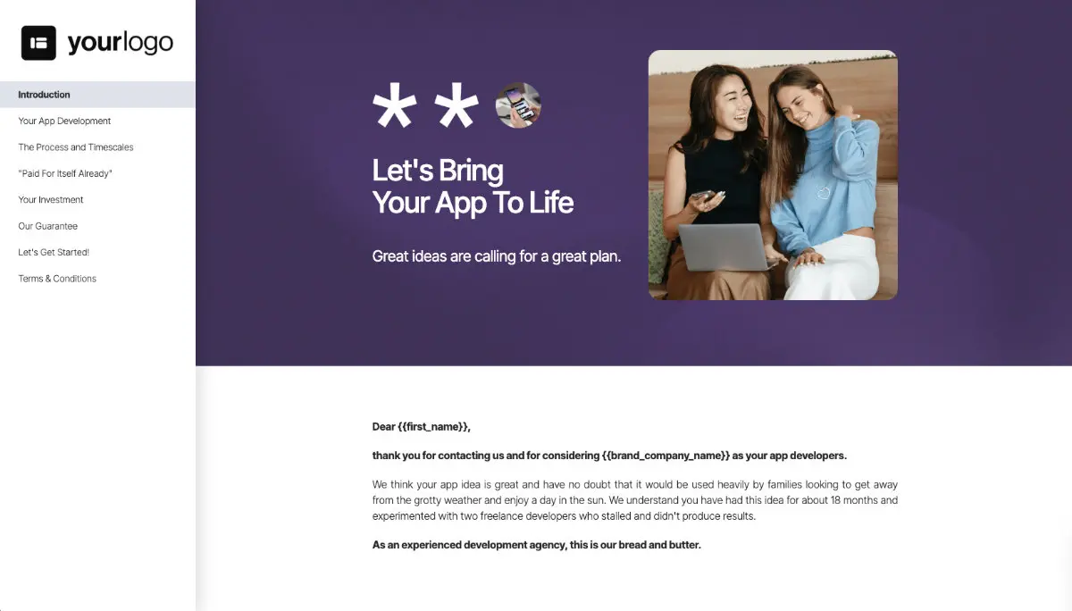 App Development Proposal Template Slide 2