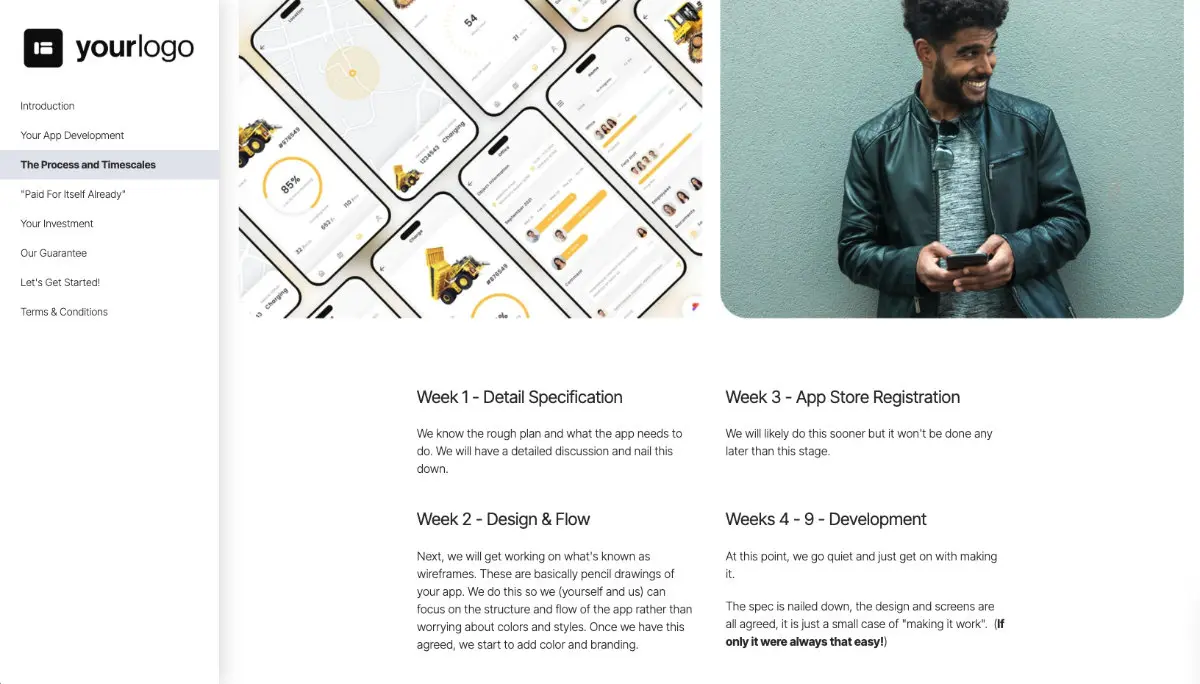 App Development Proposal Template - Process and timescales