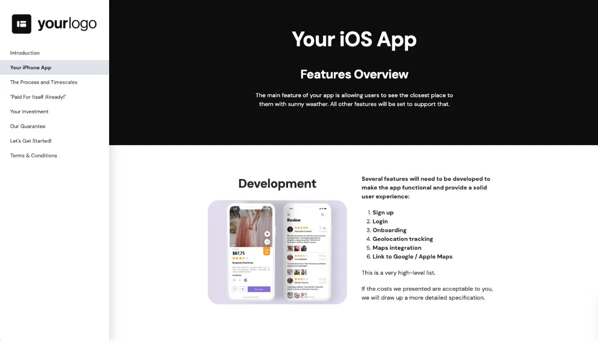 iPhone Mobile App Development Proposal Template - Pre-written services section