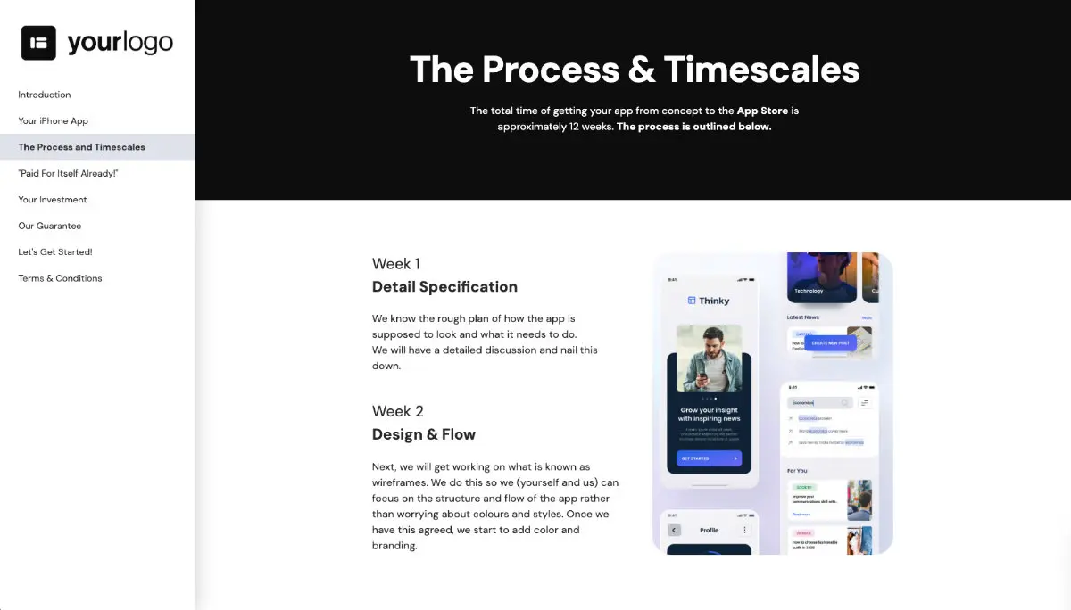 iPhone Mobile App Development Proposal Template - Process and timescales