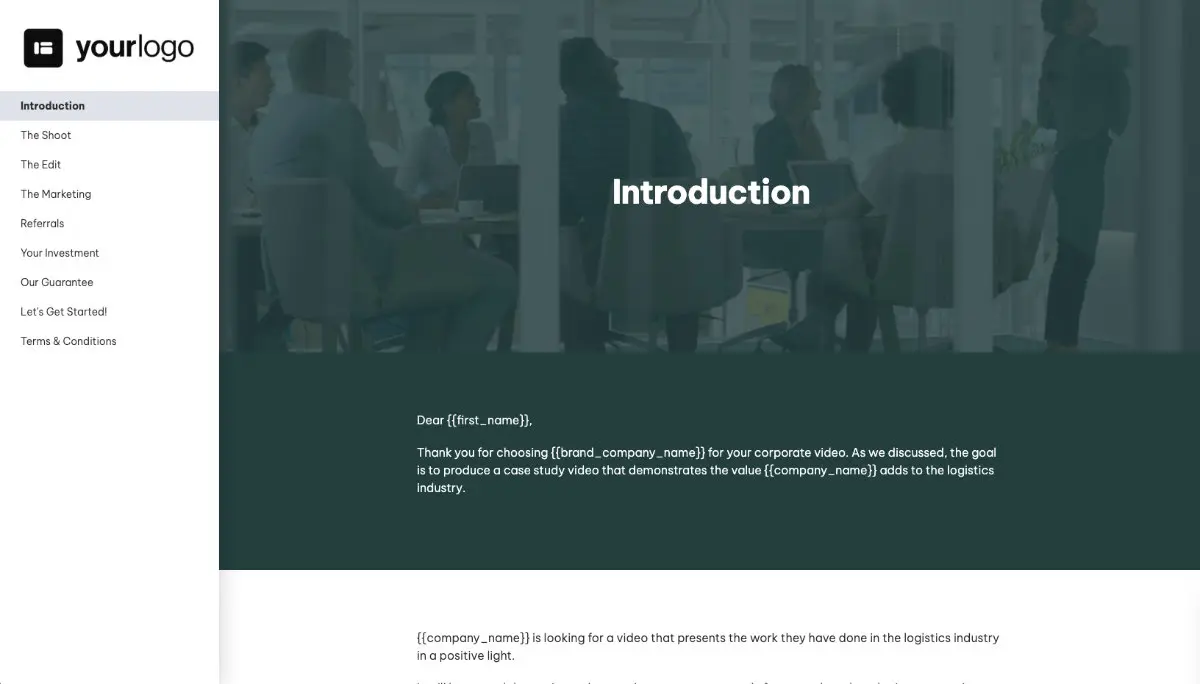 Corporate Video Proposal Template - Pre-written services section
