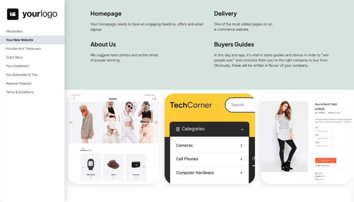 Ecommerce Web Design Proposal Template - Pre-written services section
