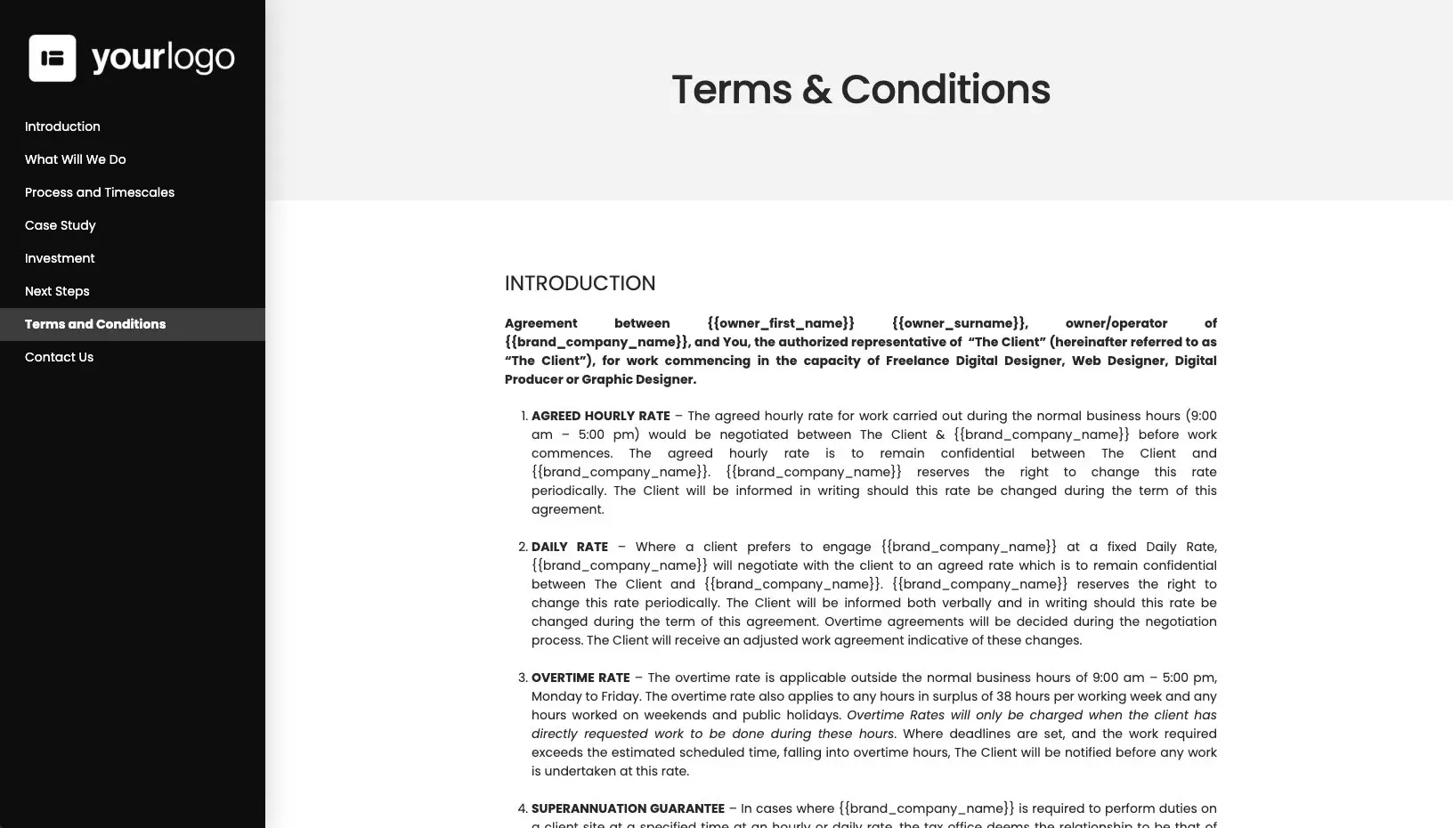 High-end Web Design Proposal Template - Pre-written contract