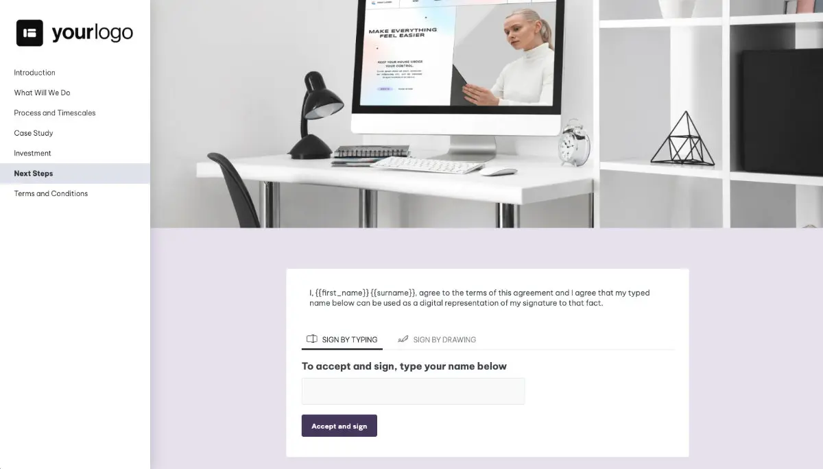 Small Business Web Design Proposal Template - Next steps with digital signing