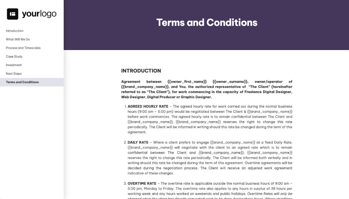 Small Business Web Design Proposal Template - Pre-written contract