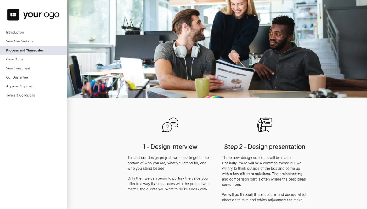 WordPress Web Design Proposal Template - Process and timescales