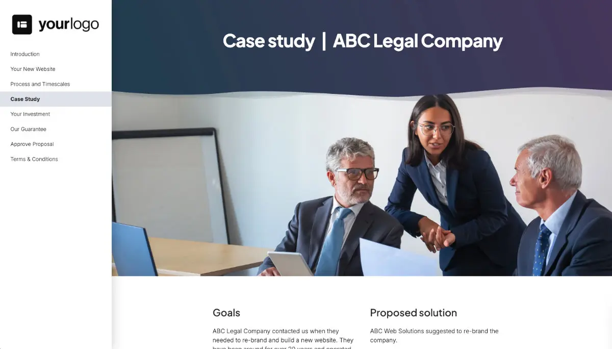 WordPress Web Design Proposal Template - A case study as social proof