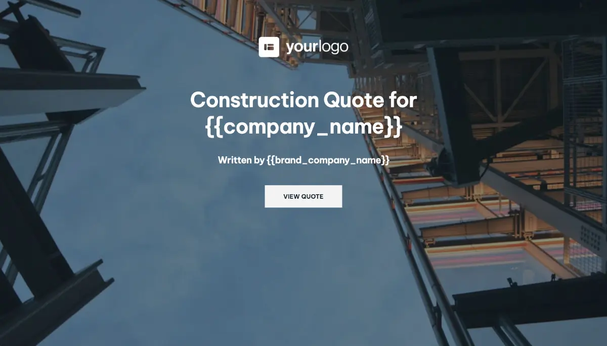 Construction Quote Template - Visually Stunning Cover