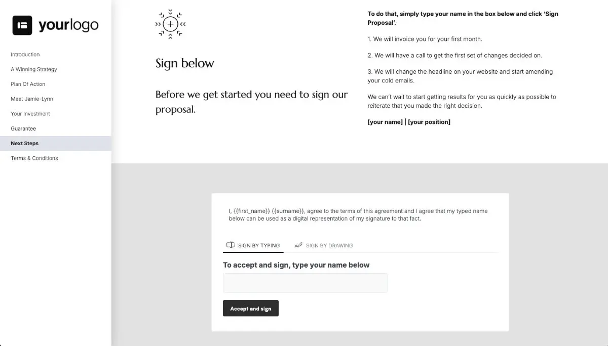 Business Consulting Quote Template - Next Steps with Digital Signing