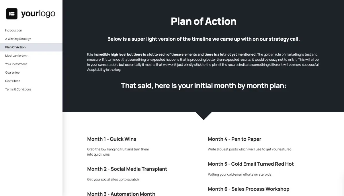 Business Development Quote Template - Process and Timescales