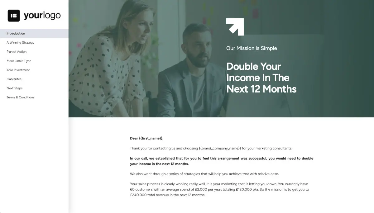 Marketing Consulting Quote Template - Pre-Written Intro and Services Section