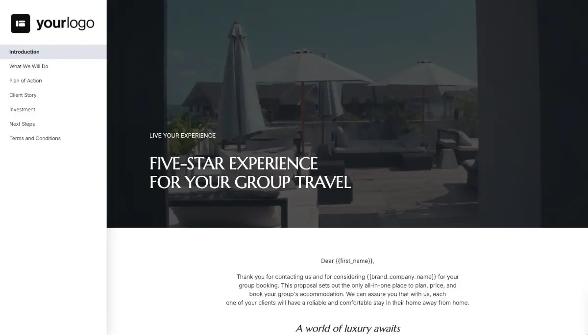 Hotel Groups Quote Template - Pre-Written Introduction Section