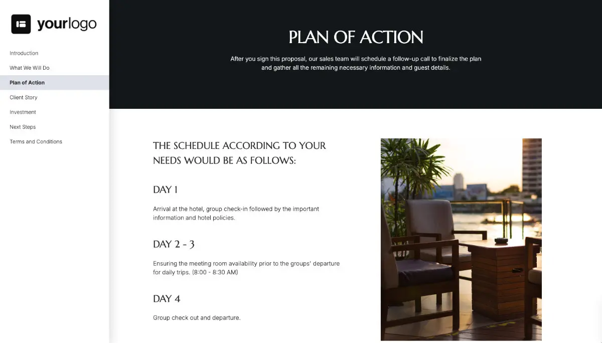 Hotel Groups Quote Template - Processes and Timelines