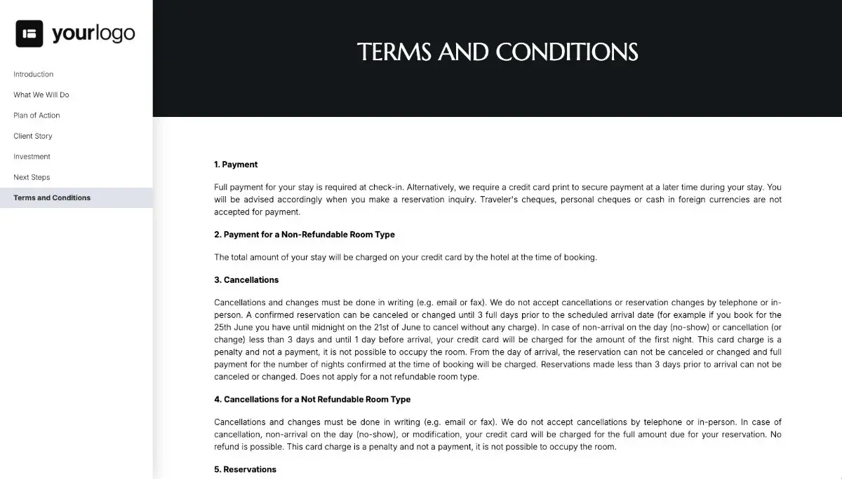 Hotel Groups Quote Template - Pre-Written Contract