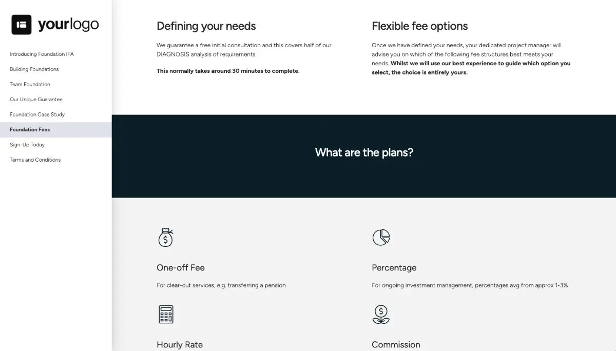 Financial Planning Quote Template - Pricing